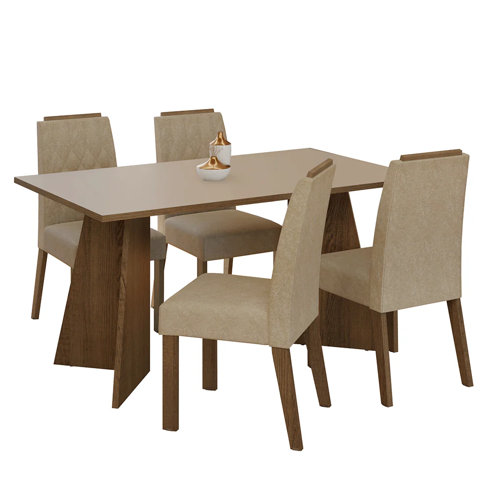 Conjunto Sala de Jantar Tampo de Madeira 4 Cadeiras Rustic/Crema/Imperial Tulum Madesa - Image 2