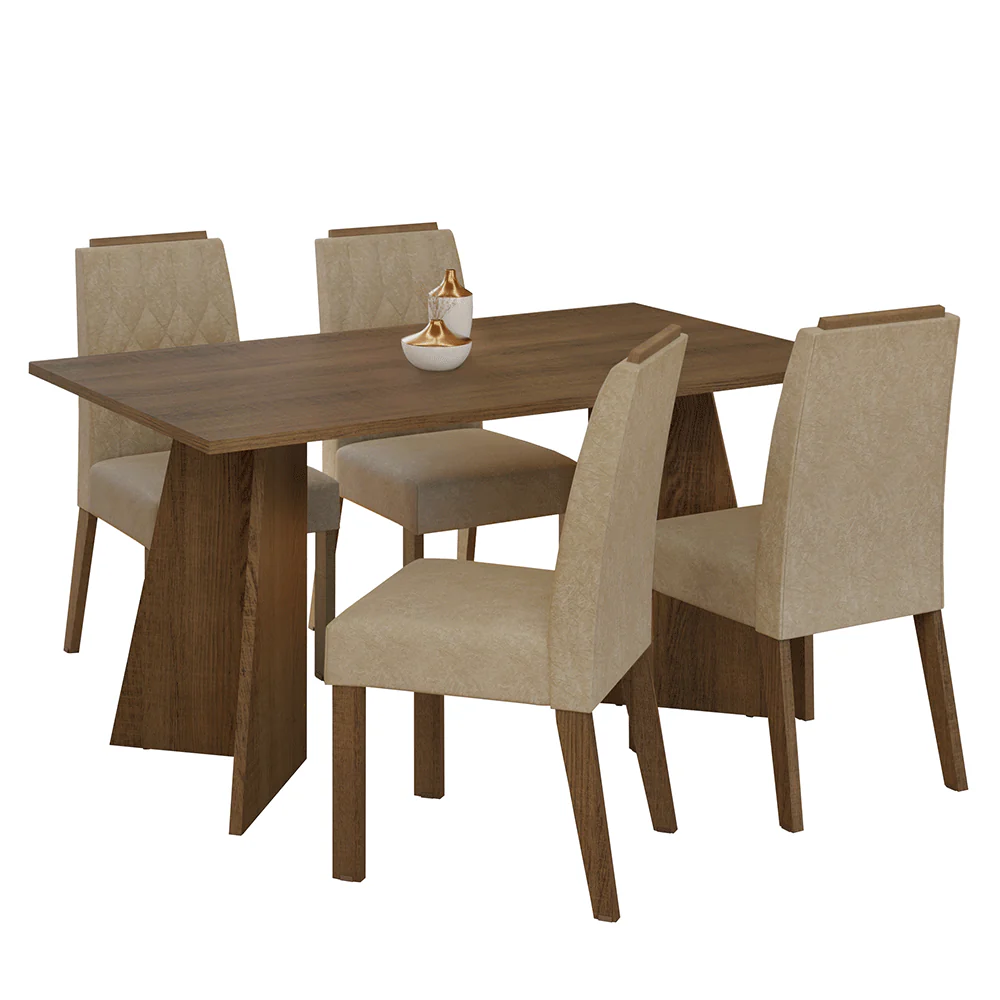 Conjunto Sala de Jantar Tampo de Madeira 4 Cadeiras Rustic/Imperial Tulum Madesa - Image 2