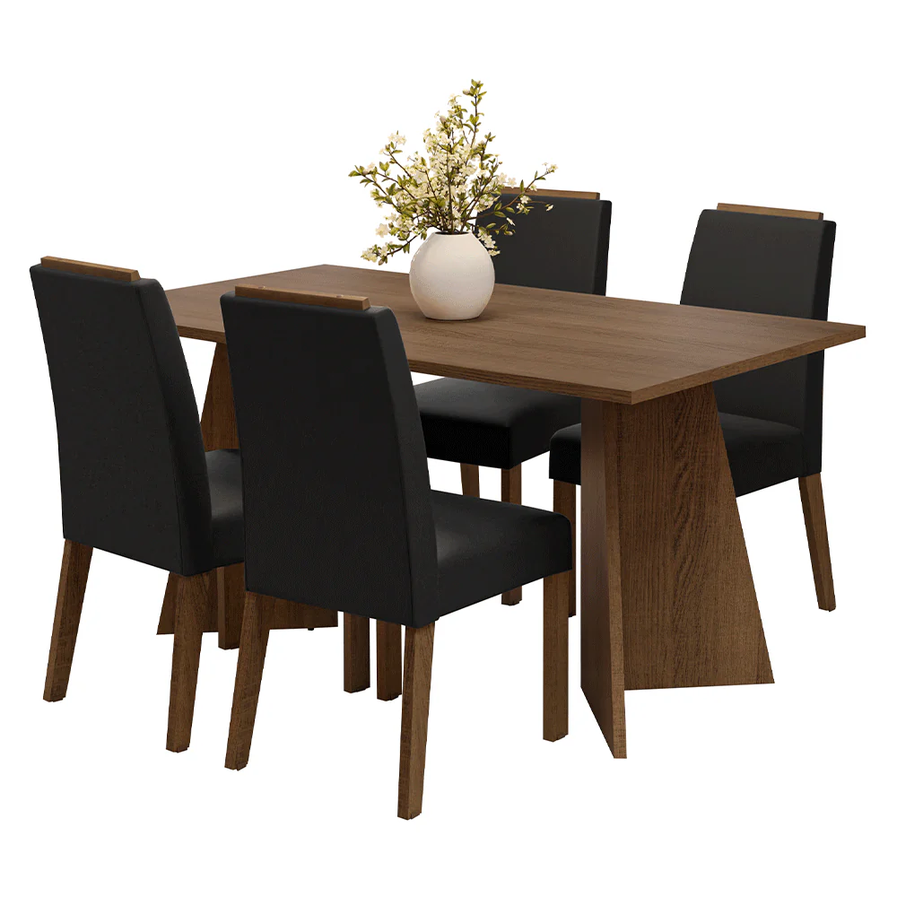 Conjunto Sala de Jantar Tampo de Madeira 4 Cadeiras Rustic/Oxford Évora Madesa - Image 2