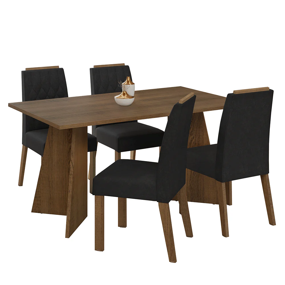 Conjunto Sala de Jantar Tampo de Madeira 4 Cadeiras Rustic/Oxford Tulum Madesa - Image 2