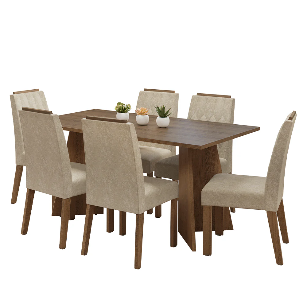 Conjunto Sala de Jantar Tampo de Madeira 6 Cadeiras Rustic/Imperial Leon Madesa - Image 2