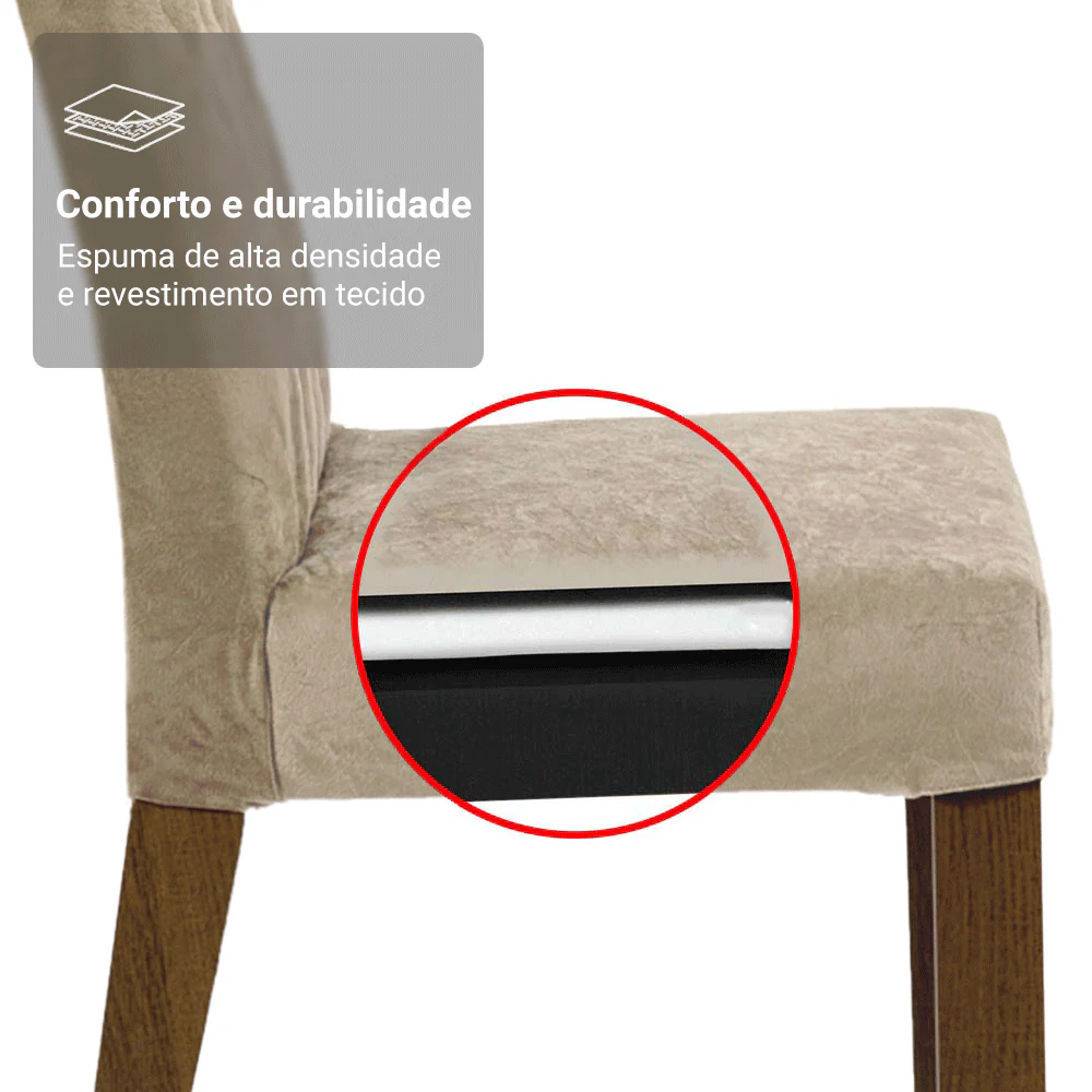 Conjunto Sala de Jantar Tampo de Madeira 6 Cadeiras Rustic/Imperial Leon Madesa - Image 8