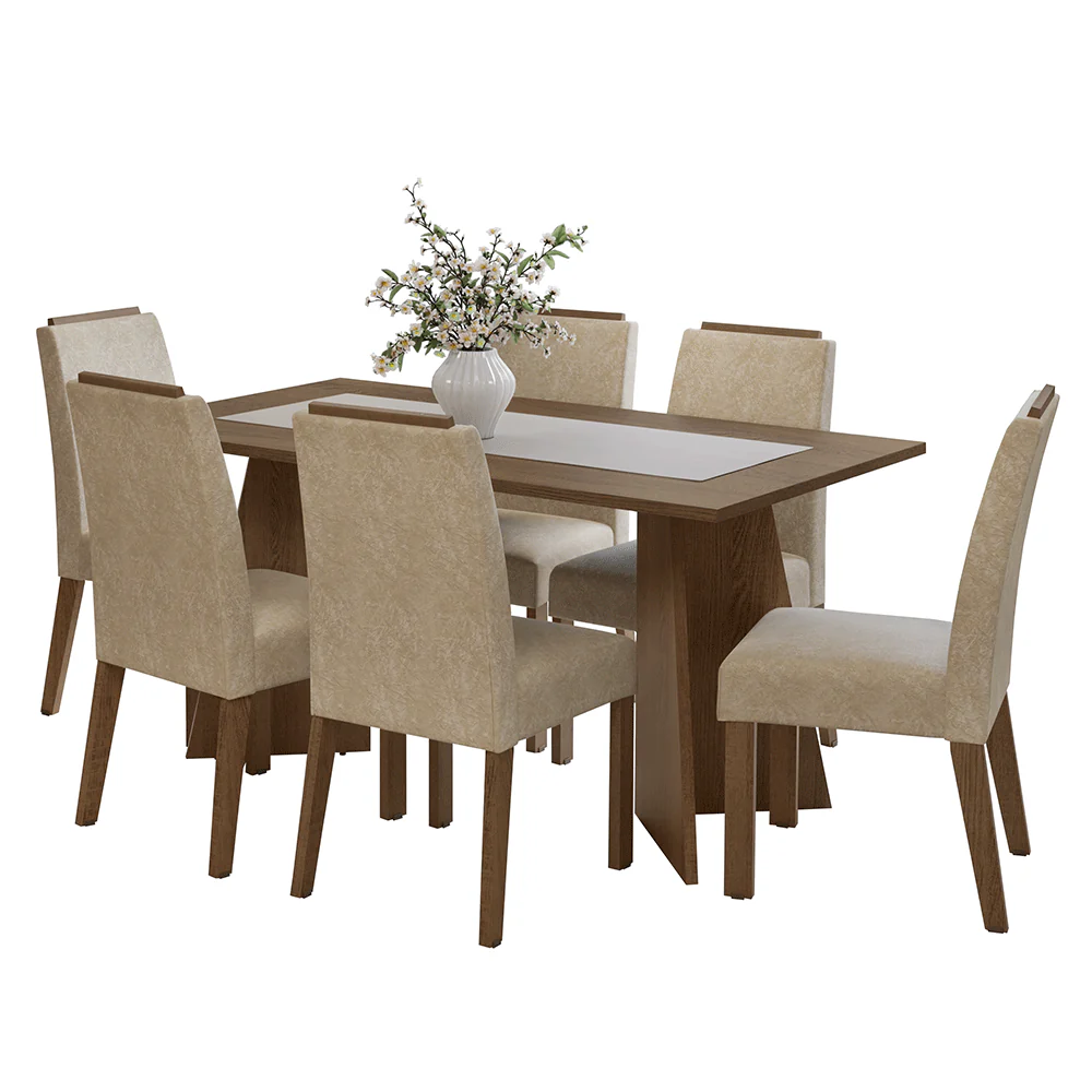 Conjunto Sala de Jantar Tampo de Madeira 6 Cadeiras Rustic/Imperial Soho Madesa - Image 2