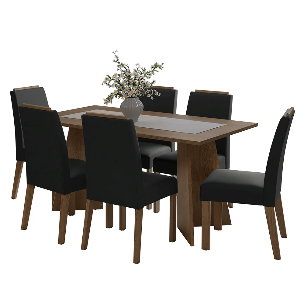 Conjunto Sala de Jantar Tampo de Madeira 6 Cadeiras Rustic/Oxford Soho Madesa - Image 2