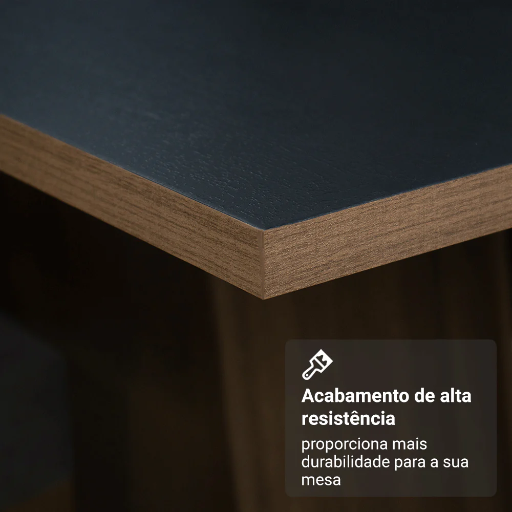 Conjunto Sala de Jantar Tampo de Madeira 6 Cadeiras Rustic/Preto/Silver York Madesa - Image 7