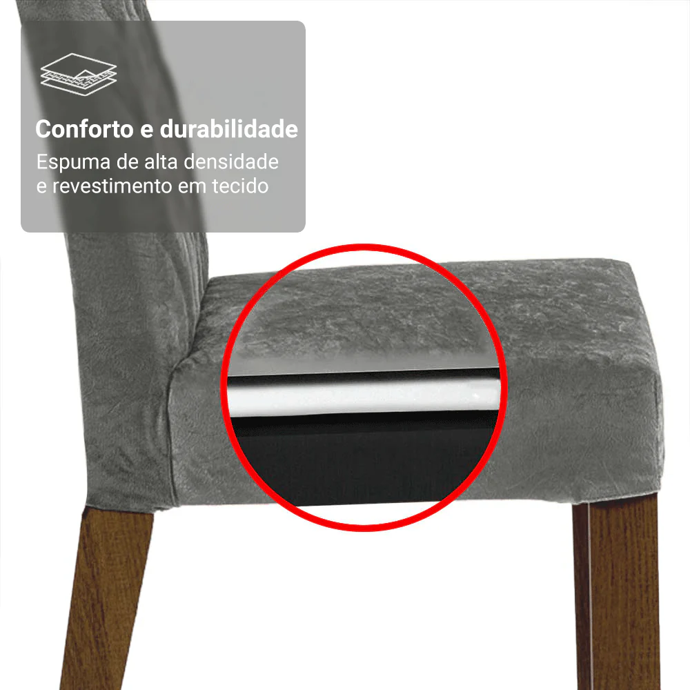 Conjunto Sala de Jantar Tampo de Madeira 6 Cadeiras Rustic/Silver Leon Madesa - Image 8