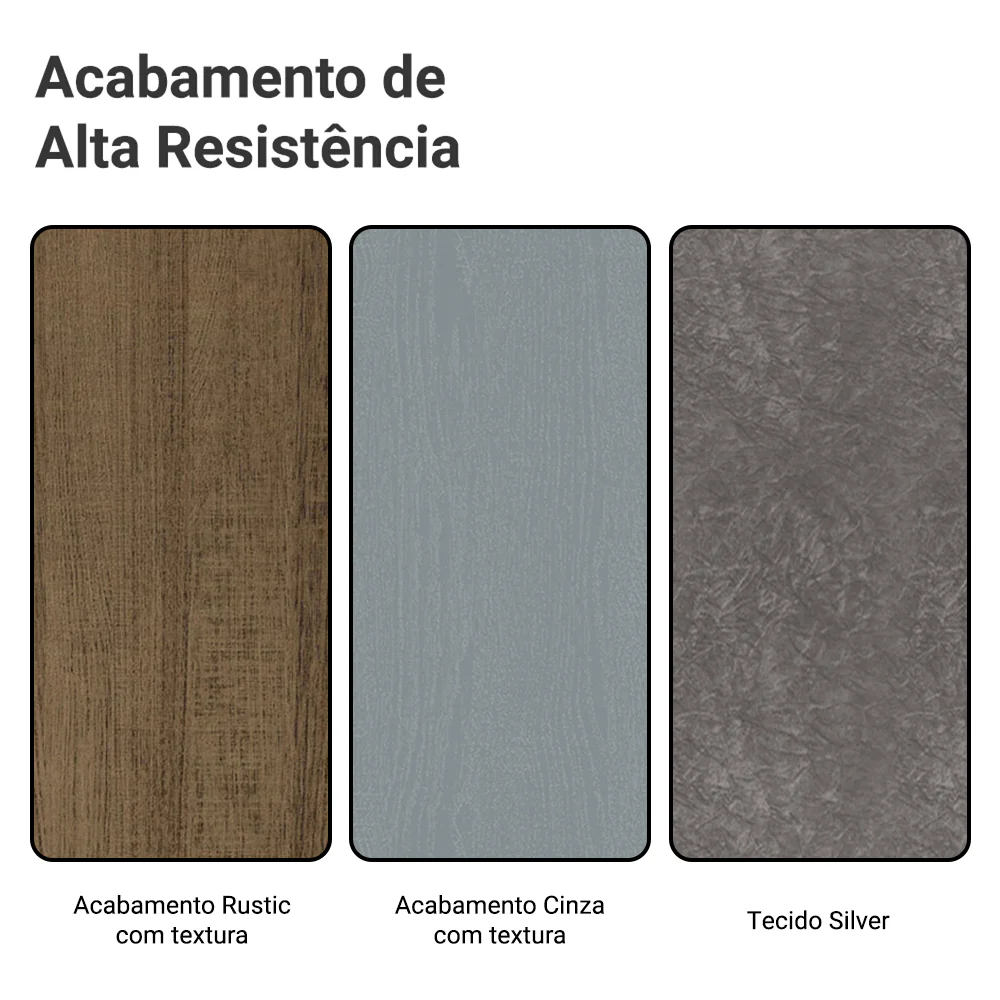 Conjunto Sala de Jantar Tampo de Vidro 4 Cadeiras Rustic/Cinza/Silver Sines Madesa - Image 10