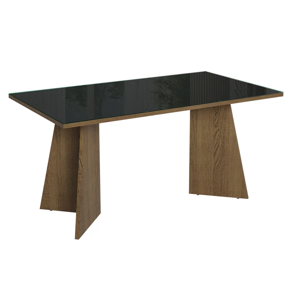 Conjunto Sala de Jantar Tampo de Vidro 4 Cadeiras Rustic/Preto/Oxford Braga Madesa - Image 6