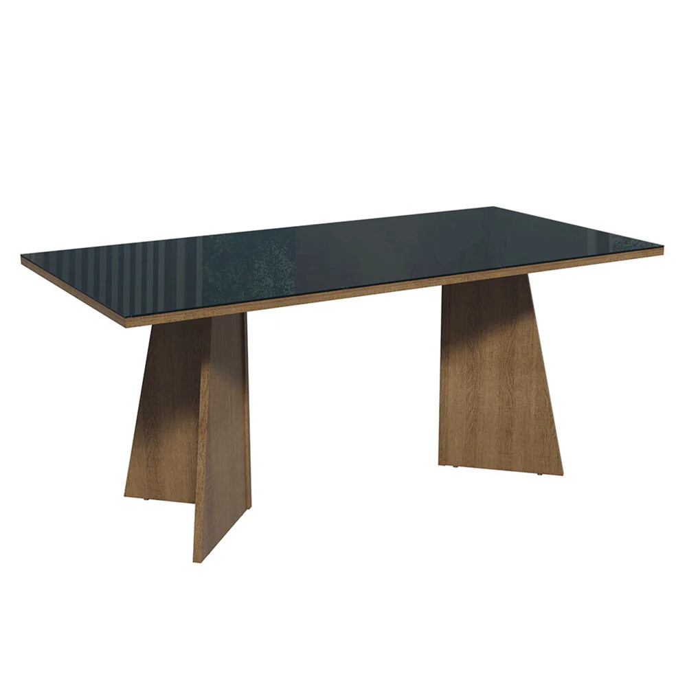 Conjunto Sala de Jantar Tampo de Vidro 6 Cadeiras Rustic/Preto/Oxford Amalfi Madesa - Image 6