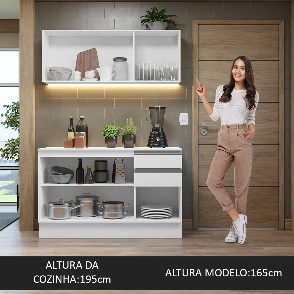 Armário de Cozinha Compacta 100% MDF 120 cm Branco Smart Madesa 01 - Image 6