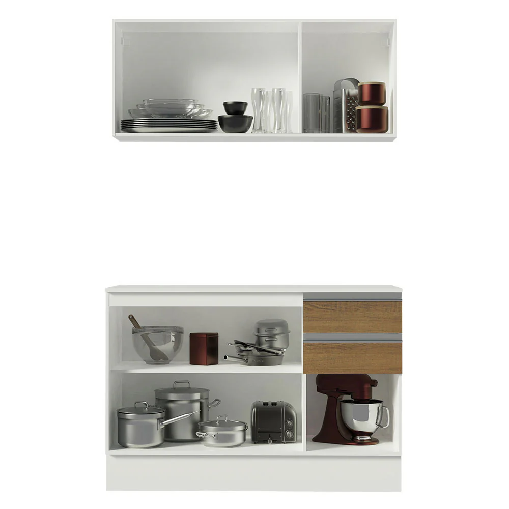 Armário de Cozinha Compacta 100% MDF 120 cm Branco/Rustic/Crema Smart Madesa 01 - Image 4