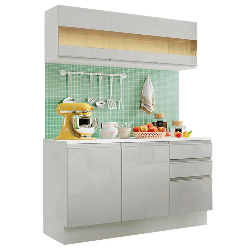 Armário de Cozinha Compacta 100% MDF 120 cm Frentes Branco Brilho Smart Madesa XP - Image 2