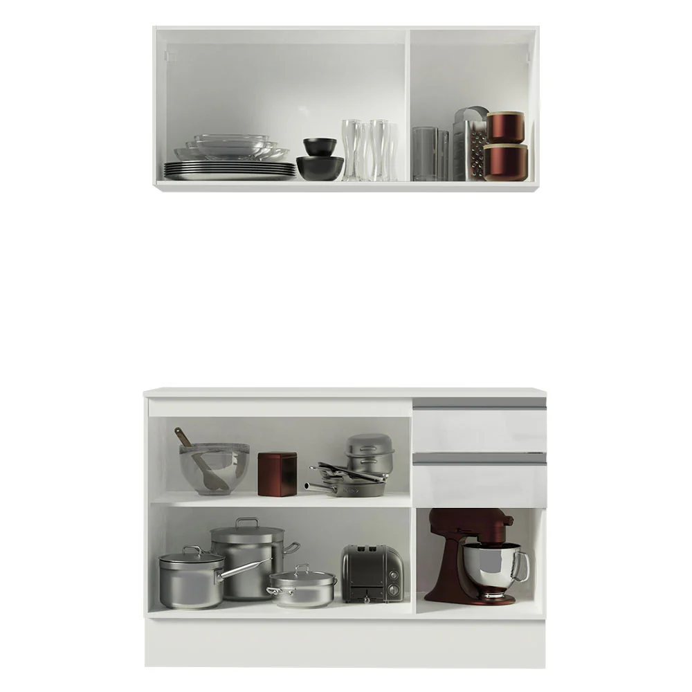 Armário de Cozinha Compacta 100% MDF 120 cm Frentes Branco Brilho Smart Madesa XP - Image 4