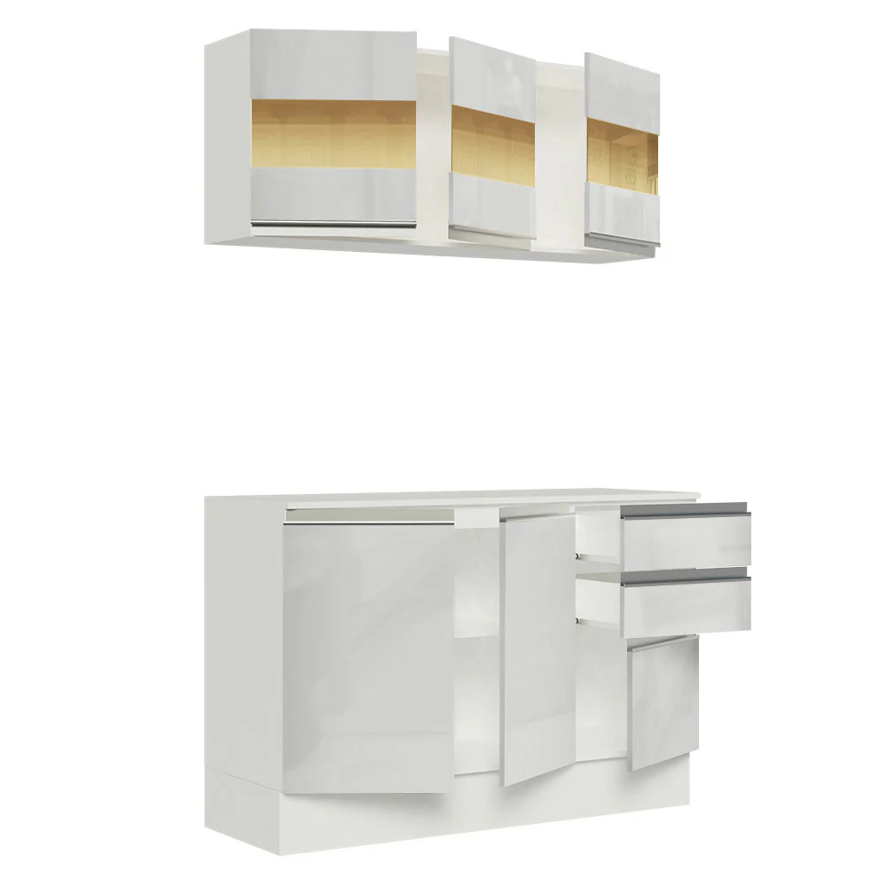 Armário de Cozinha Compacta 100% MDF 120 cm Frentes Branco Brilho Smart Madesa XP - Image 5