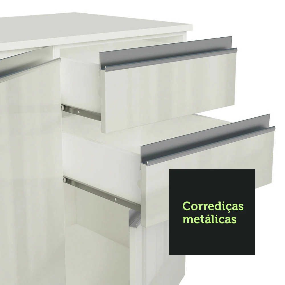 Armário de Cozinha Compacta 100% MDF 120 cm Frentes Branco Brilho Smart Madesa XP - Image 7