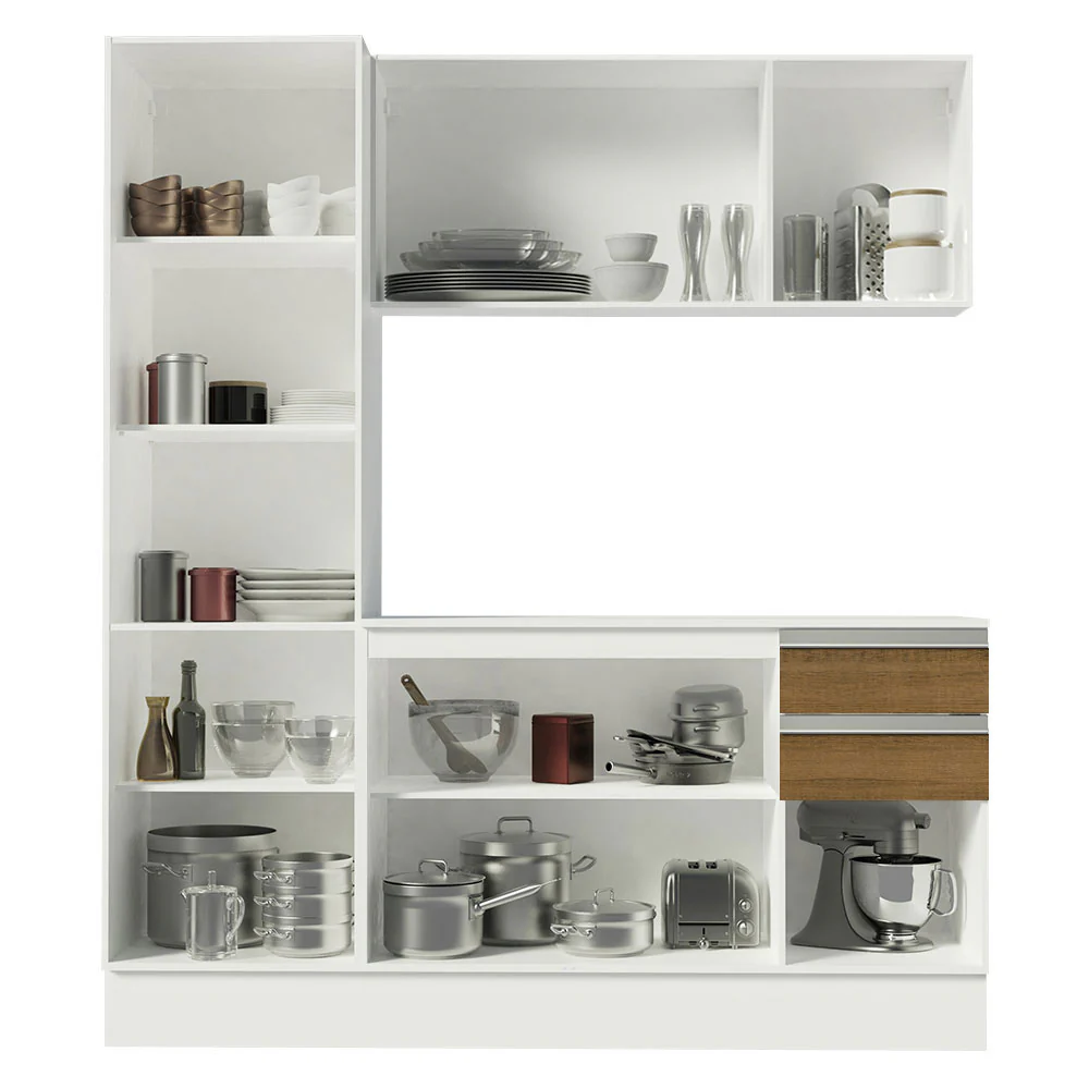 Armário de Cozinha Compacta 100% MDF 170 cm Branco/Rustic/Crema Smart Madesa 01 - Image 5