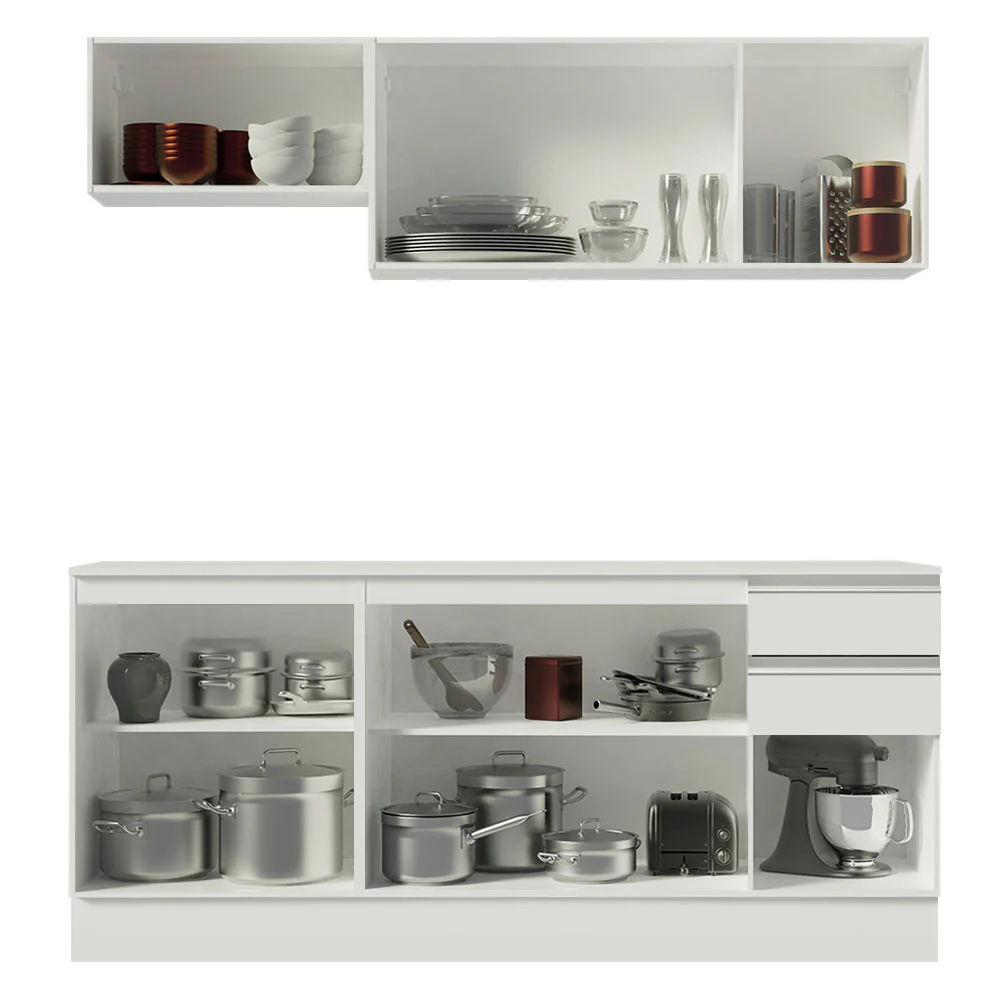 Armário de Cozinha Compacta 100% MDF 180 cm Branco Smart Madesa 01 - Image 5