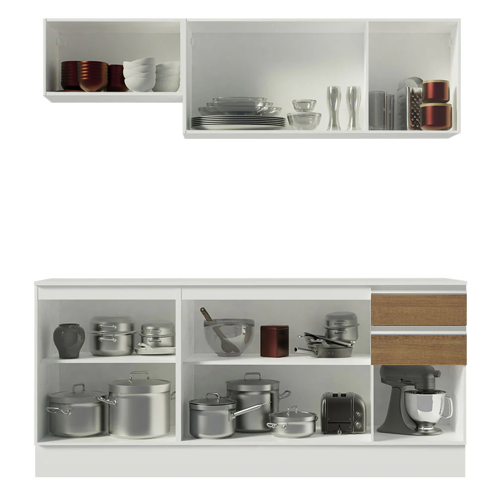 Armário de Cozinha Compacta 100% MDF 180 cm Branco/Rustic/Crema Smart Madesa 01 - Image 5