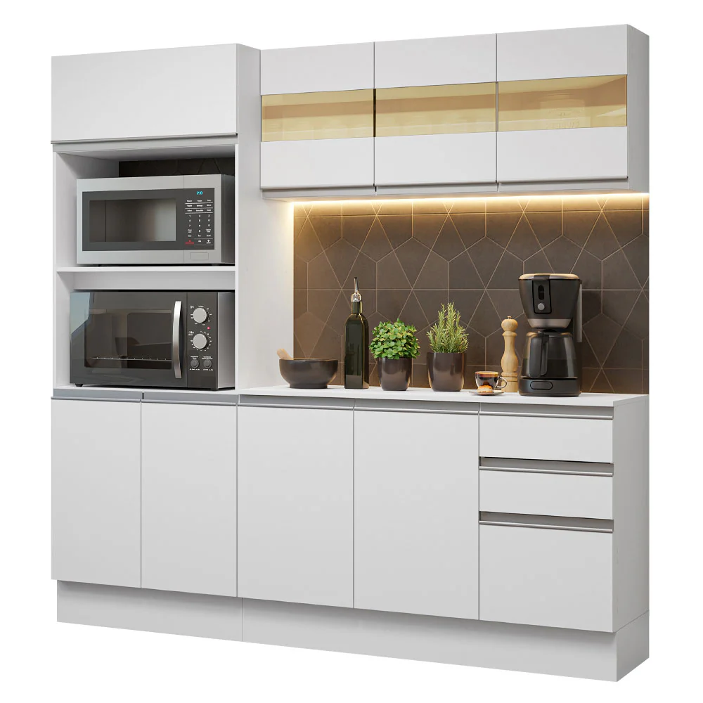 Armário de Cozinha Compacta 100% MDF 190 cm Frentes Branco Smart Madesa 01 - Image 2