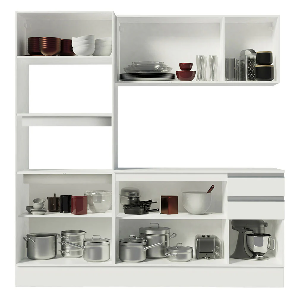 Armário de Cozinha Compacta 100% MDF 190 cm Frentes Branco Smart Madesa 01 - Image 5