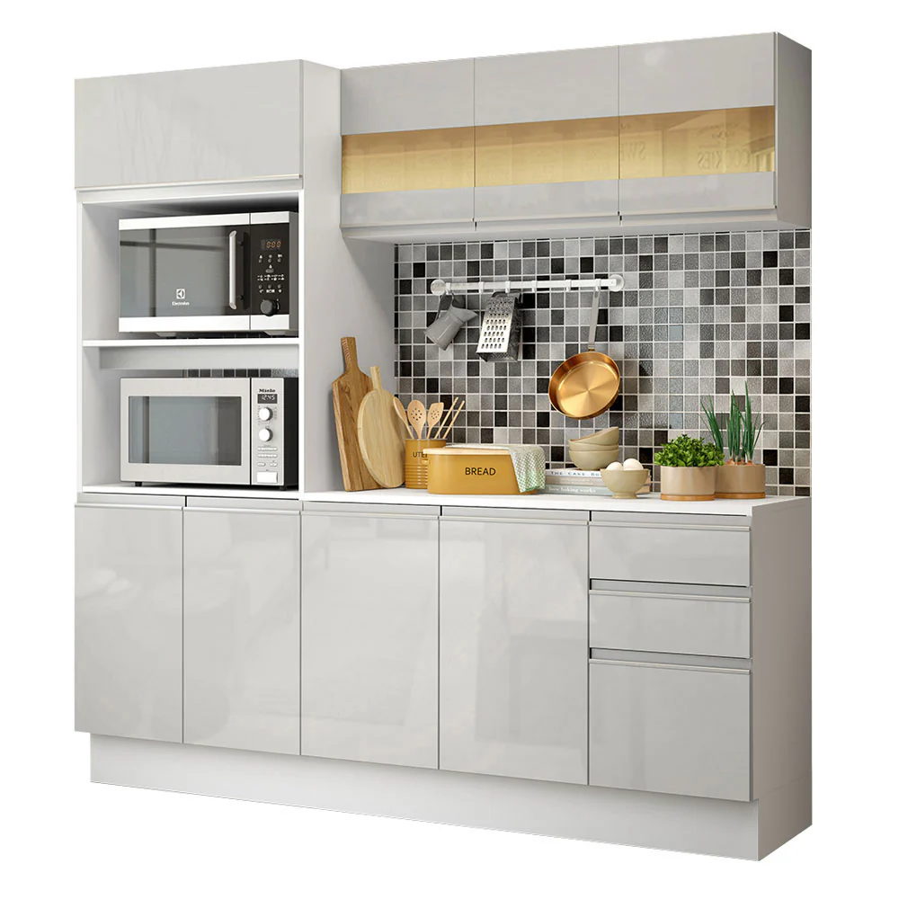 Armário de Cozinha Compacta 100% MDF 190 cm Frentes Branco Brilho Smart Madesa XP - Image 2