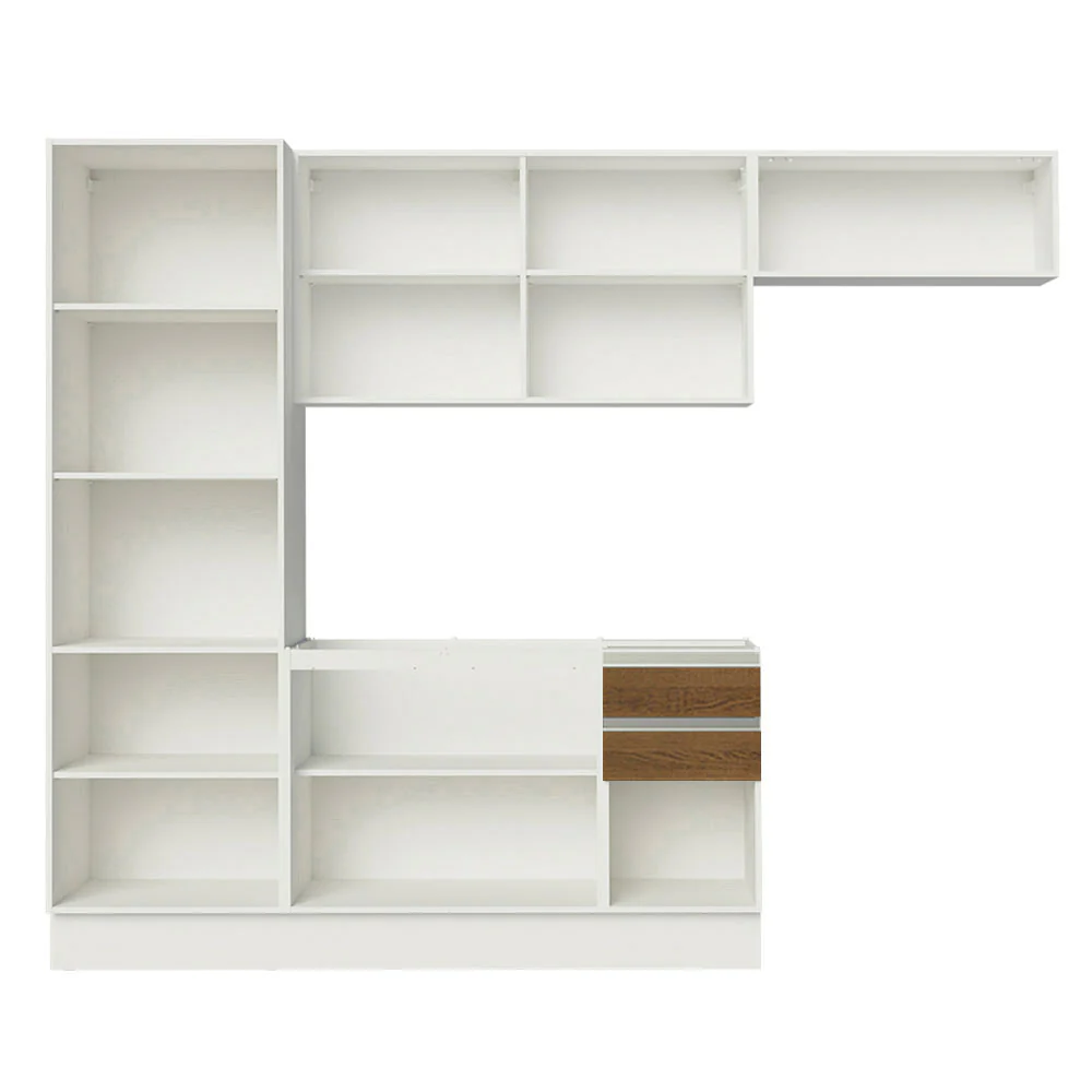 Armário de Cozinha Compacta 100% MDF 260cm Portas Branco/Rustic Acordes Madesa 02 - Image 6
