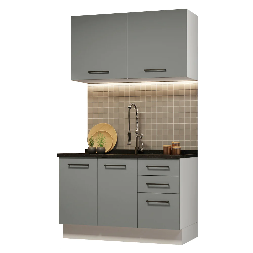 Armário de Cozinha Compacta 120cm Branco/Cinza Agata Madesa 01 - Image 2