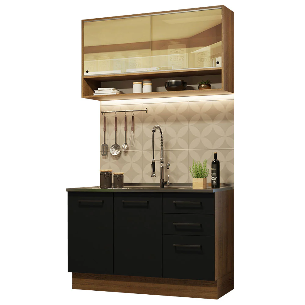 Armário de Cozinha Compacta 120cm Rustic/Preto Agata Madesa 02 - Image 2