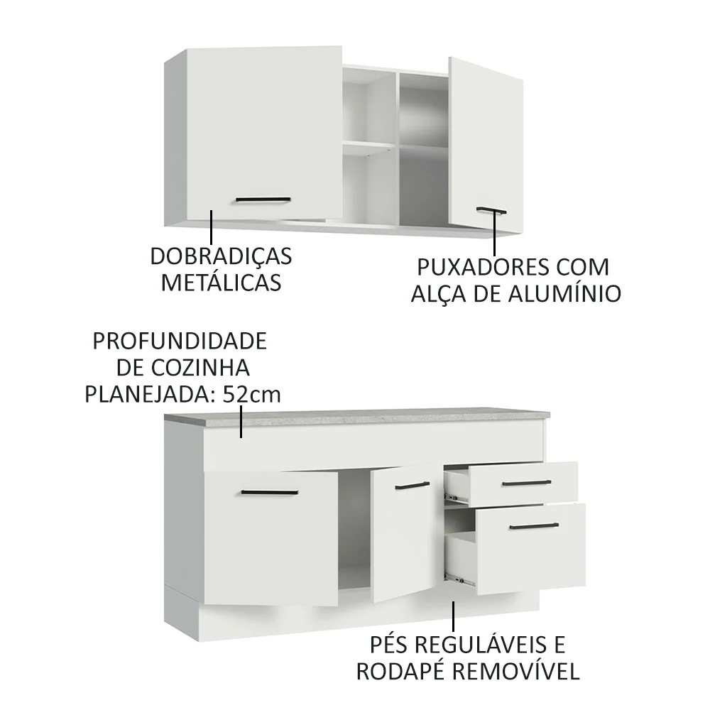 Armário de Cozinha Compacta 150cm Branco Agata Madesa 01 - Image 4