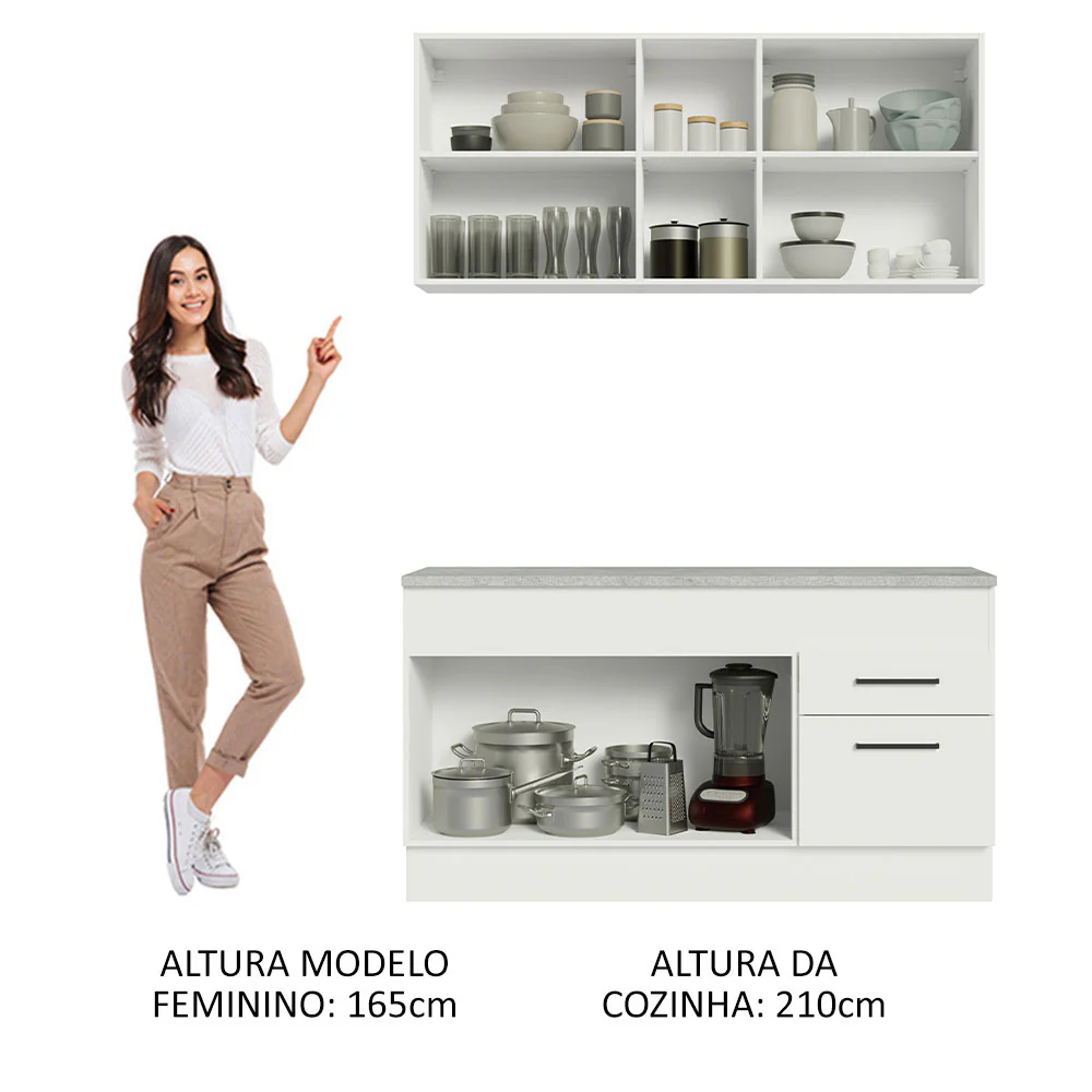 Armário de Cozinha Compacta 150cm Branco Agata Madesa 01 - Image 5