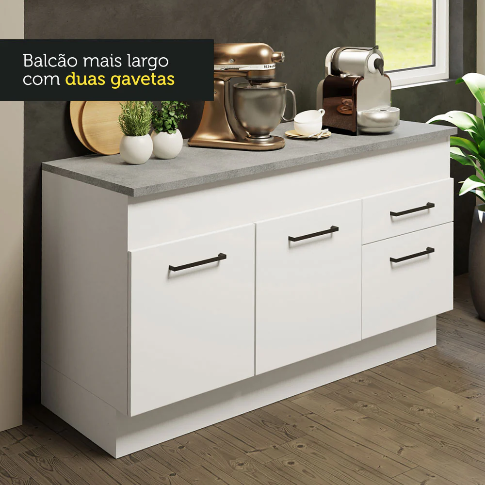 Armário de Cozinha Compacta 150cm Branco Agata Madesa 01 - Image 6