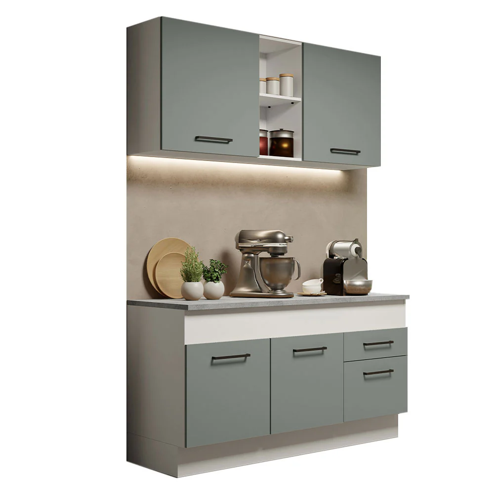 Armário de Cozinha Compacta 150cm Branco/Cinza Agata Madesa 01 - Image 2