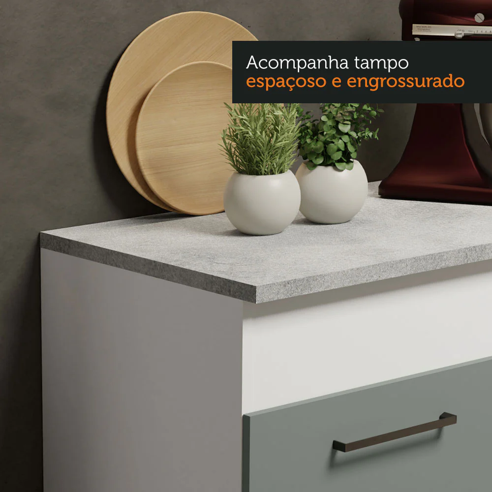 Armário de Cozinha Compacta 150cm Branco/Cinza Agata Madesa 01 - Image 6