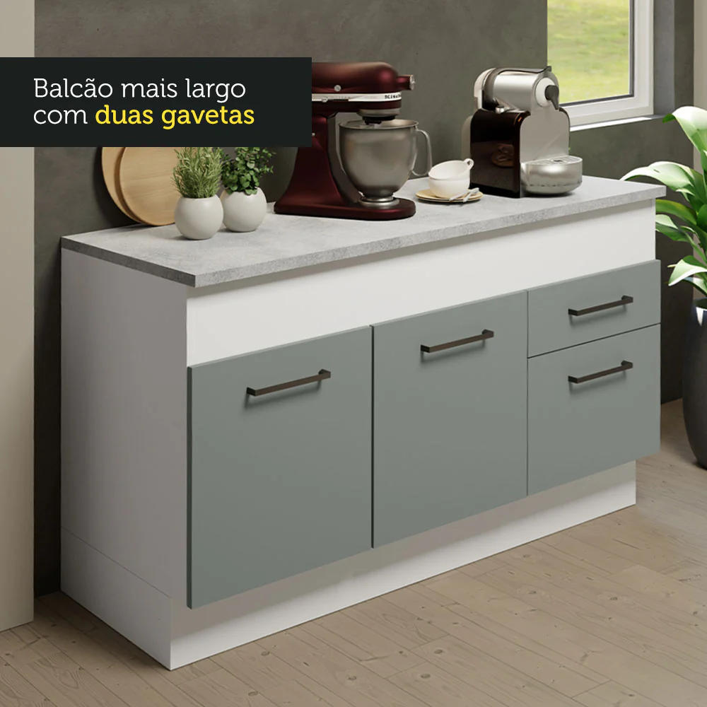 Armário de Cozinha Compacta 150cm Branco/Cinza Agata Madesa 01 - Image 7