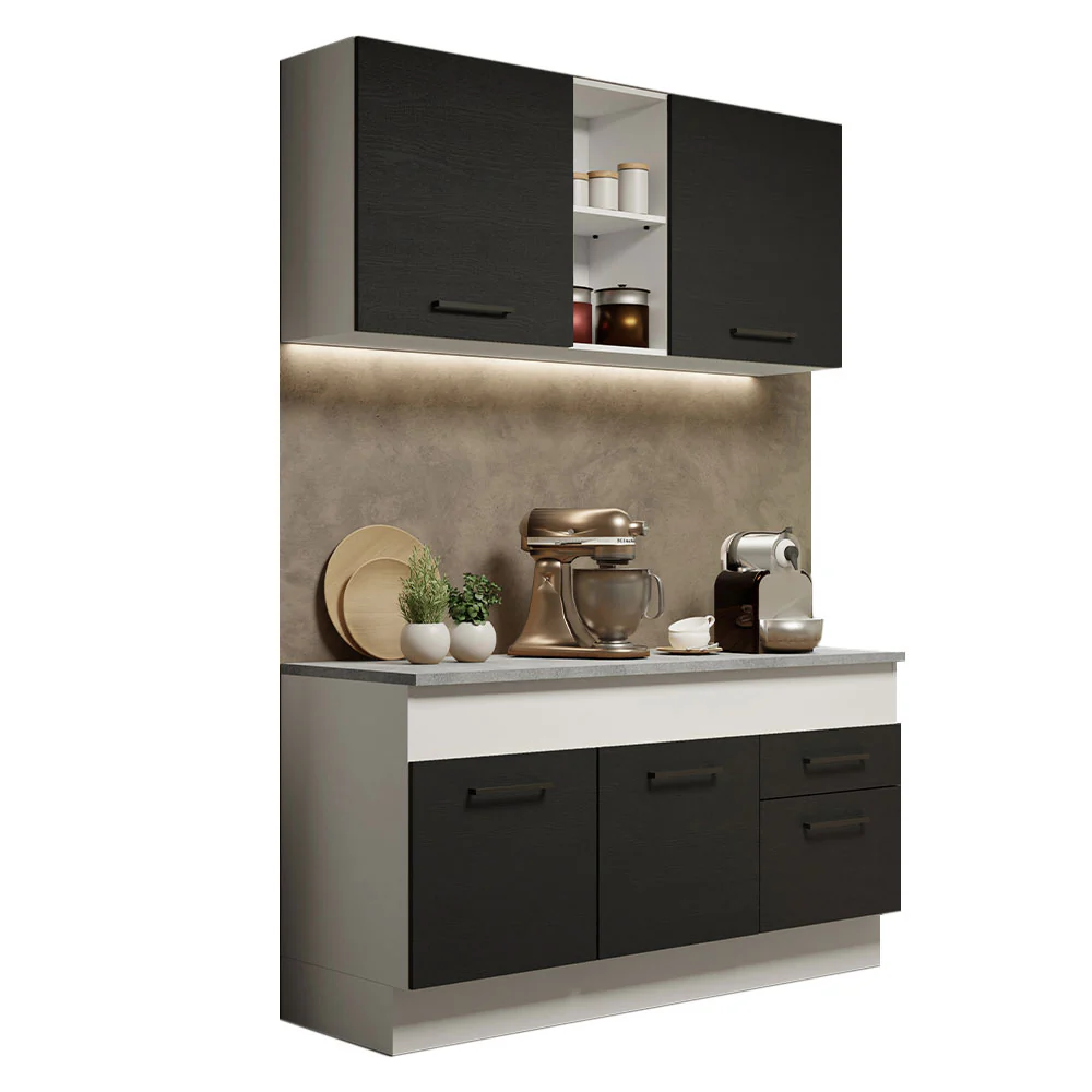 Armário de Cozinha Compacta 150cm Branco/Preto Agata Madesa 01 - Image 2