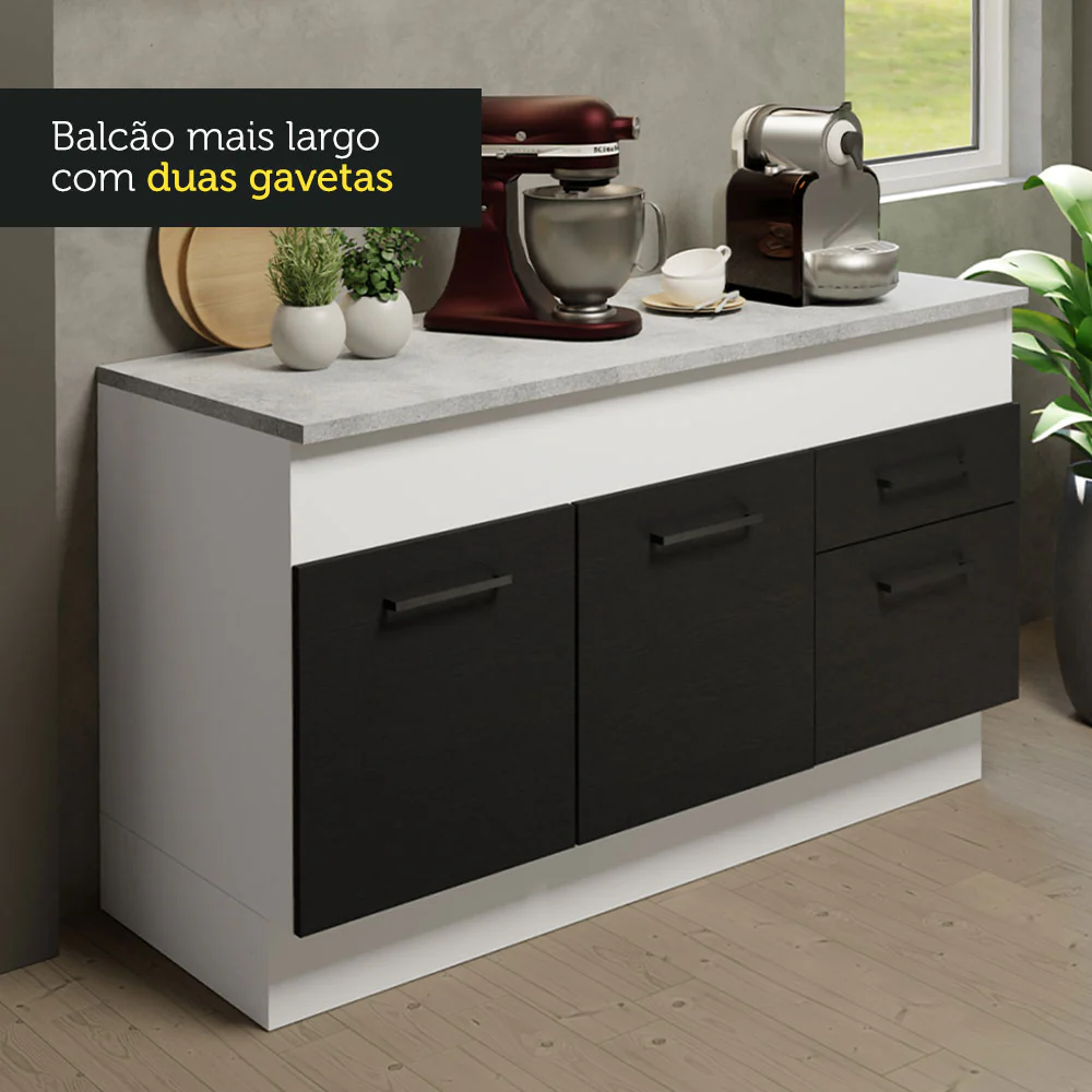Armário de Cozinha Compacta 150cm Branco/Preto Agata Madesa 01 - Image 7