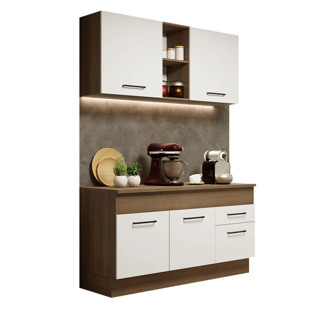 Armário de Cozinha Compacta 150cm Rustic/Branco Agata Madesa 01 - Image 2