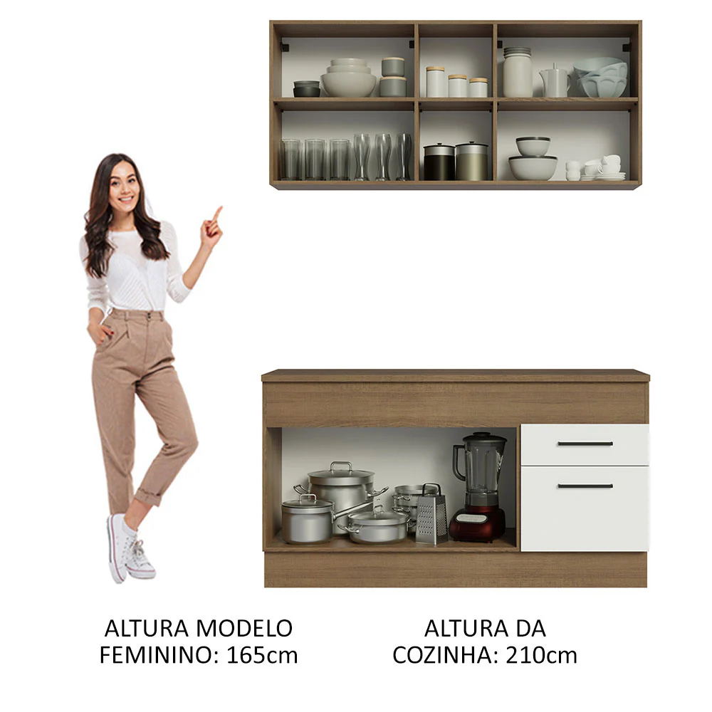 Armário de Cozinha Compacta 150cm Rustic/Branco Agata Madesa 01 - Image 5