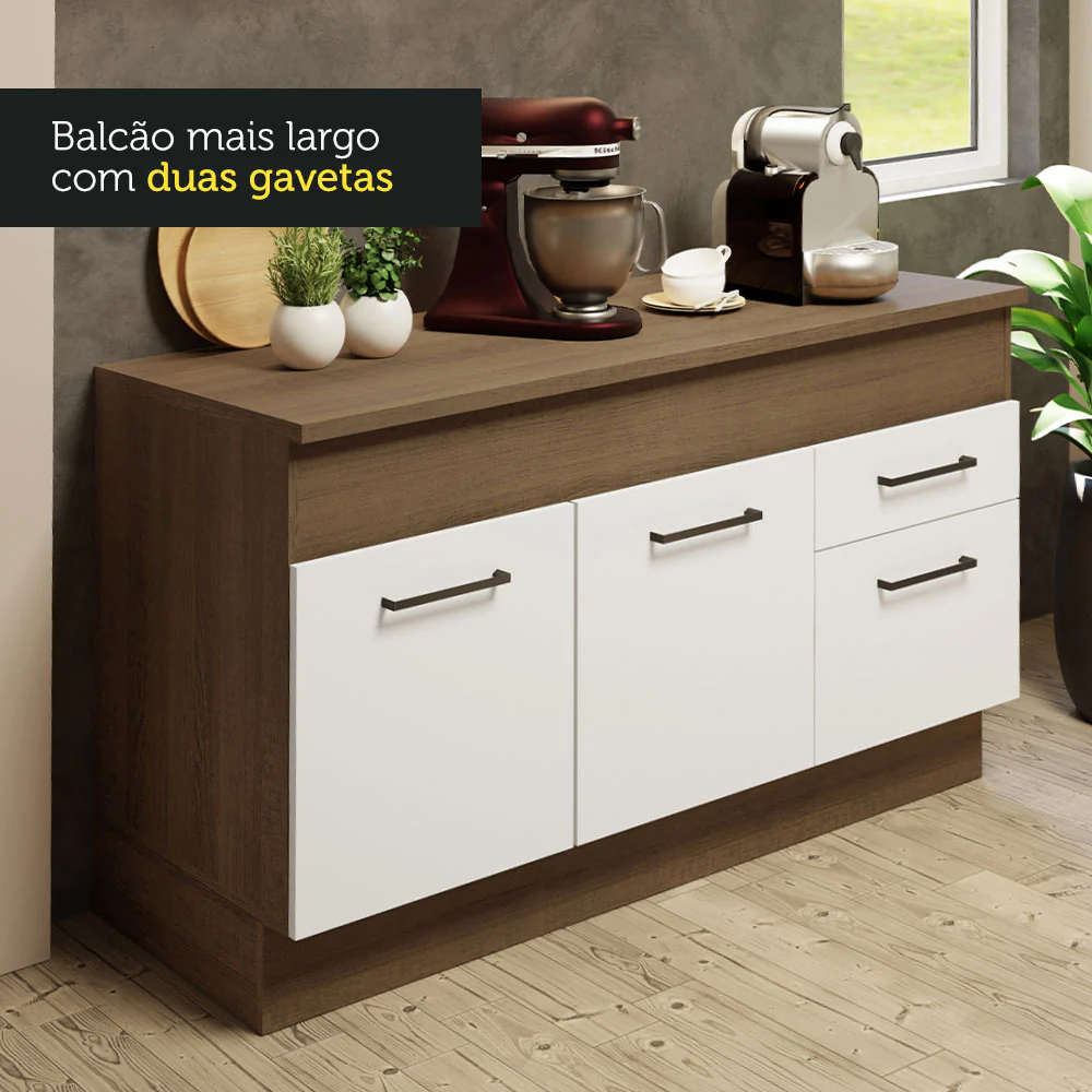 Armário de Cozinha Compacta 150cm Rustic/Branco Agata Madesa 01 - Image 6