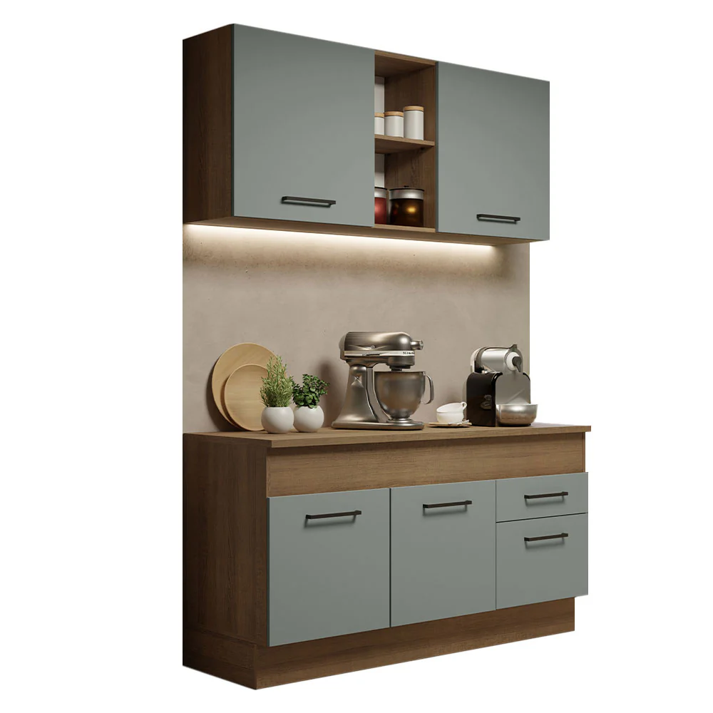 Armário de Cozinha Compacta 150cm Rustic/Cinza Agata Madesa 01 - Image 2