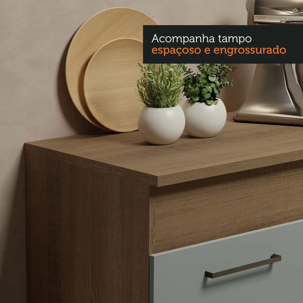 Armário de Cozinha Compacta 150cm Rustic/Cinza Agata Madesa 01 - Image 6