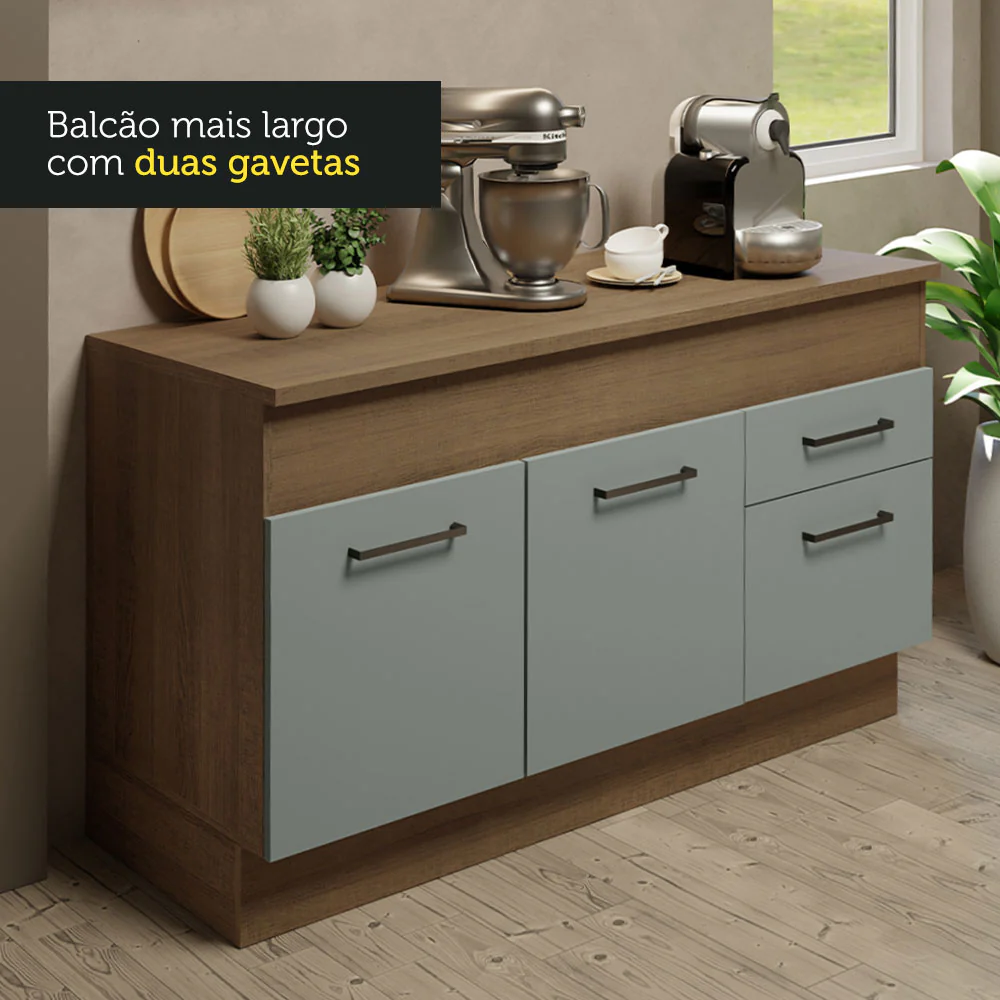 Armário de Cozinha Compacta 150cm Rustic/Cinza Agata Madesa 01 - Image 7