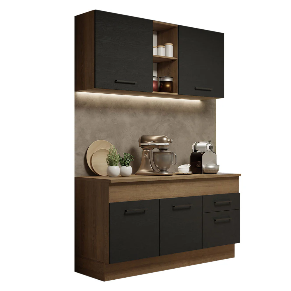 Armário de Cozinha Compacta 150cm Rustic/Preto Agata Madesa 01 - Image 2