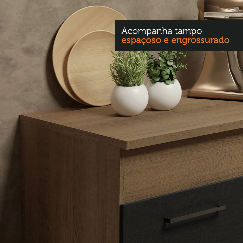 Armário de Cozinha Compacta 150cm Rustic/Preto Agata Madesa 01 - Image 6