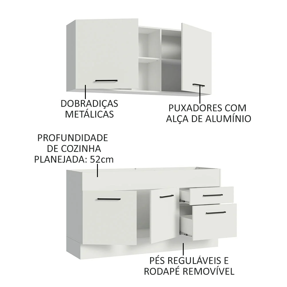 Armário de Cozinha Compacta 150cm Branco Agata Madesa 02 - Image 4