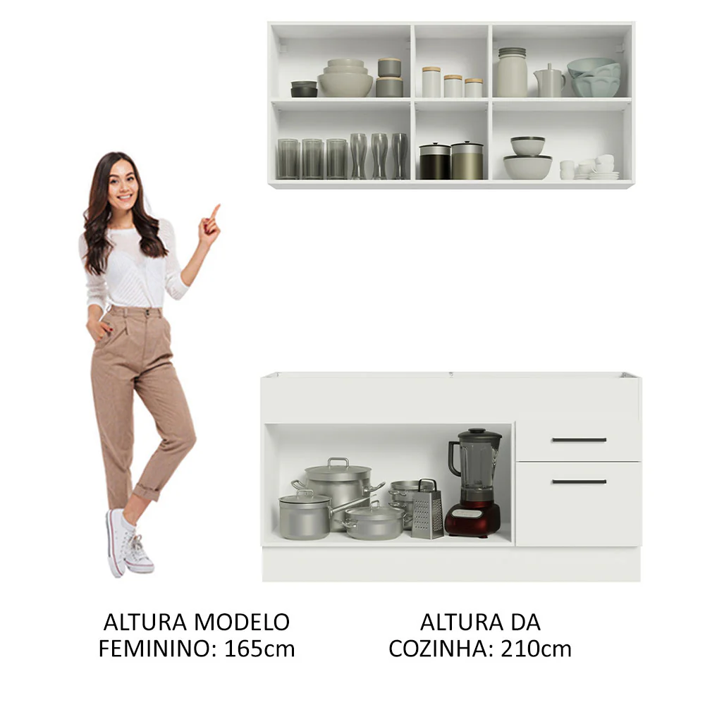 Armário de Cozinha Compacta 150cm Branco Agata Madesa 02 - Image 5