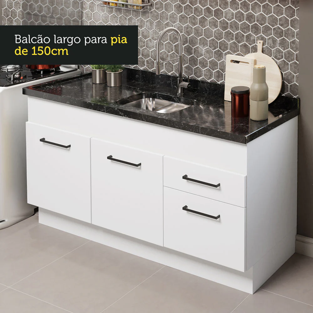 Armário de Cozinha Compacta 150cm Branco Agata Madesa 02 - Image 6