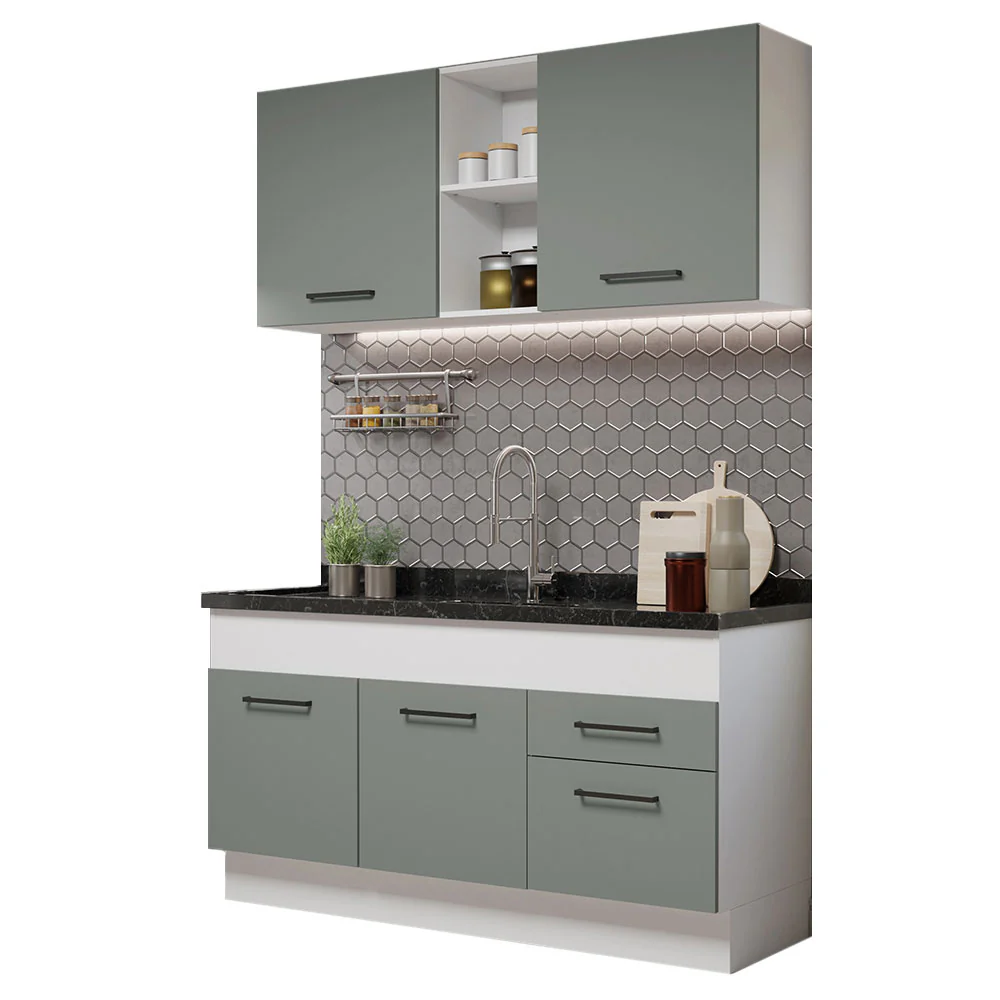 Armário de Cozinha Compacta 150cm Branco/Cinza Agata Madesa 02 - Image 2