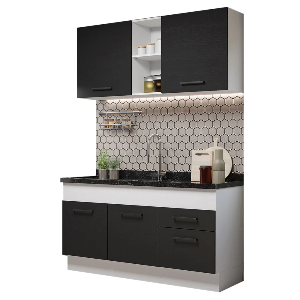 Armário de Cozinha Compacta 150cm Branco/Preto Agata Madesa 02 - Image 2
