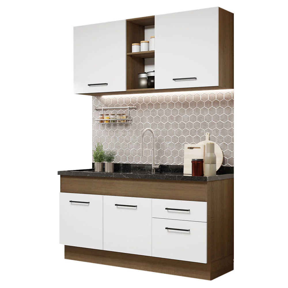Armário de Cozinha Compacta 150cm Rustic/Branco Agata Madesa 02 - Image 2